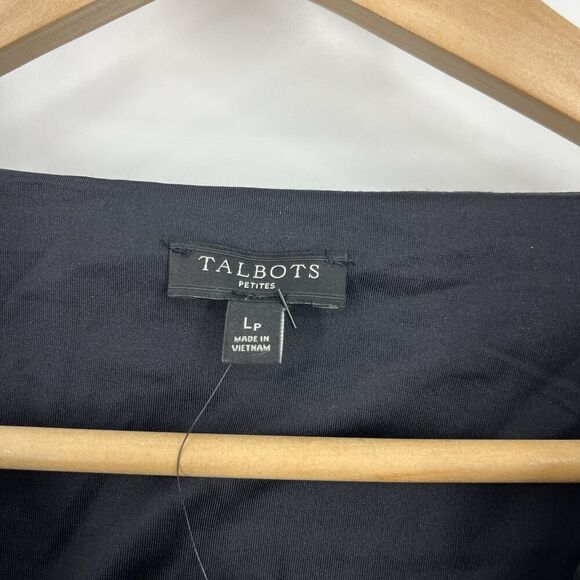 Talbots Top Size Large Petite Black Velvet Houndstooth Burnout Cowl Neck Elegant - Picture 3 of 7